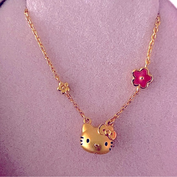 Hello Kitty Jewelry - hello kitty necklace 24K solid Gold chain and 3D pendant